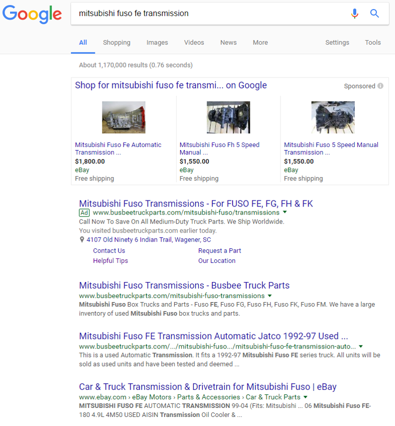 Busbee Truck Parts is #1 on Google