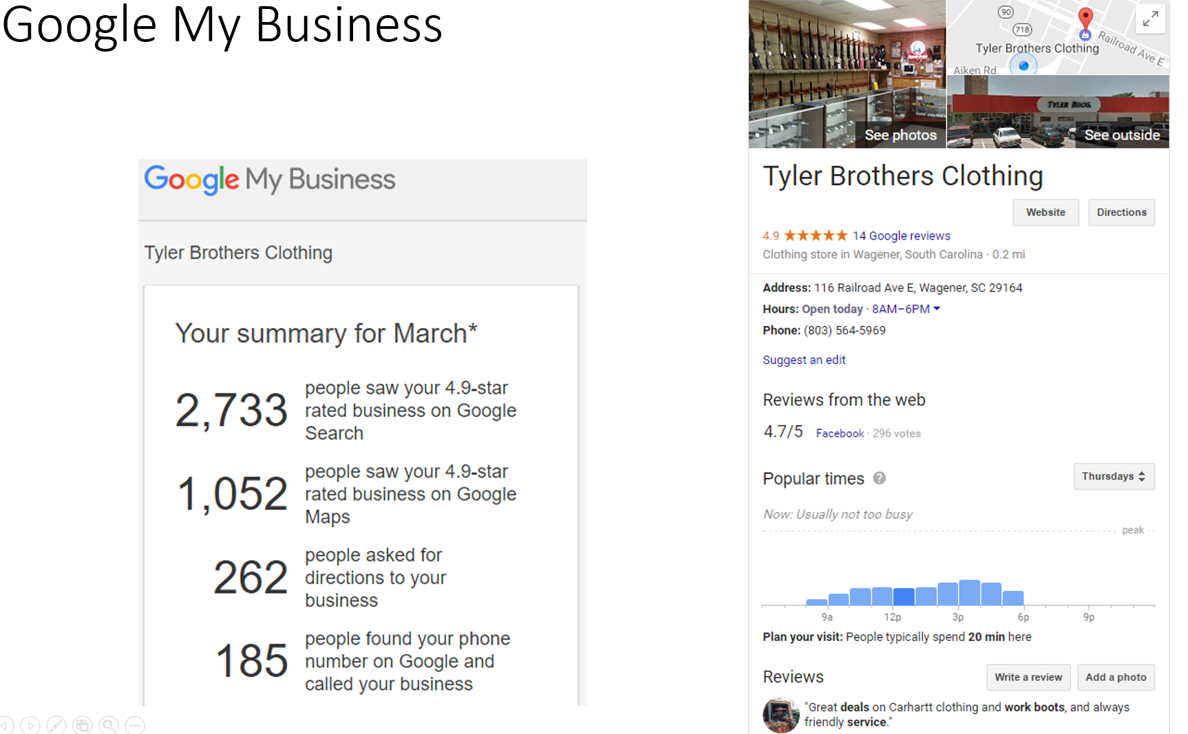 Tyler Brothers google my business and search page