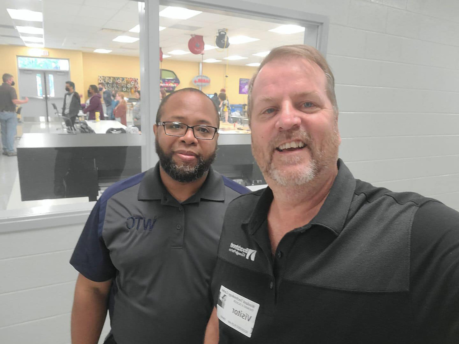 Broadstreet.net founder & CEO, Tom Sliker, at Woolard Technology Center with LaKeith Bufford